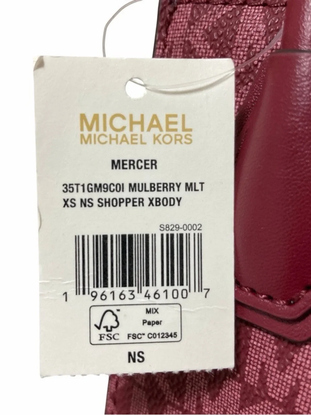 Michael Kors Mercer Mini Tote in mulberry with Gold Hardware and strap NWOT